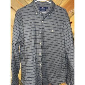 Vineyard Vines Shirt Mens L Slim Longshore Blue Gray Stripe Cotton Spandex